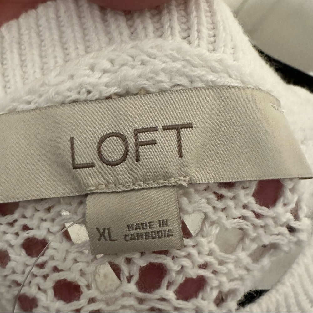 Ann Taylor LOFT Wide Sleeve Loose Knit Sweater in White Size XL NWT - Picture 5 of 10